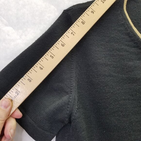 Le Troupe Tricot Maglia Top Womens Small Merino Wool Black Gold Italian Knitwear - Picture 12 of 13